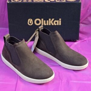 Olukai Brown Slip-On Shoes Leather Suede Hightops NIB